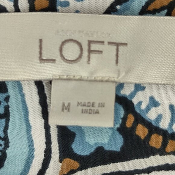 Ann Taylor Loft Women's Multi Color Half Button Front Shift Dress Shirt Size M - Picture 11 of 12